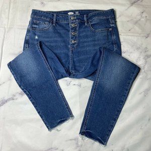 Old Navy Rockstar Super Skinny Jeans Womens Size 14 Button Fly Raw Hem High Rise